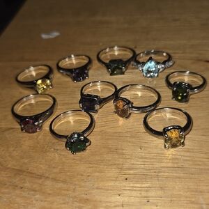 Elegant Multi-Color Gemstone 10 Ring Set Reseller Stuff.